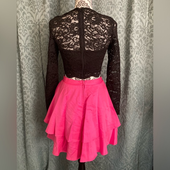 City Studio | NWT Juniors 2-PC Lace Long Sleeve Top & Satin Skirt Dress - Picture 5 of 14